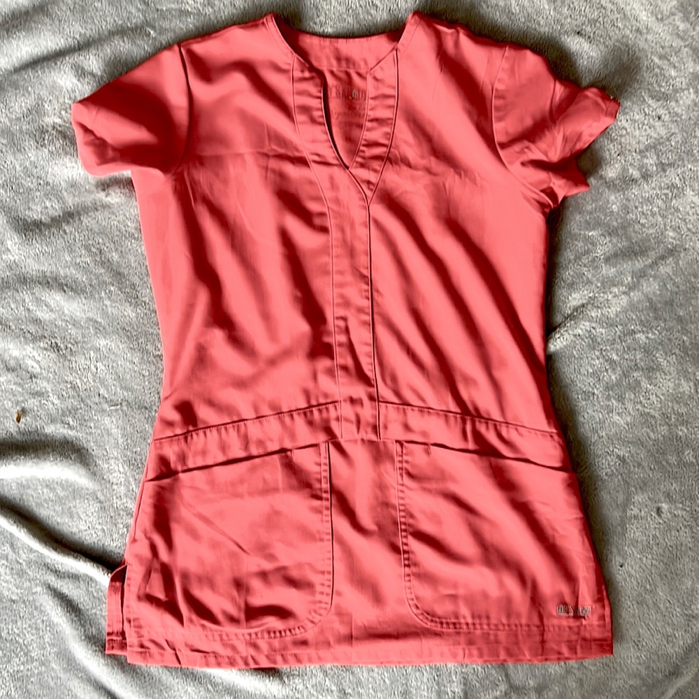 Grey’s Anatomy. Signature style scrub top. Coral colored. Size small
